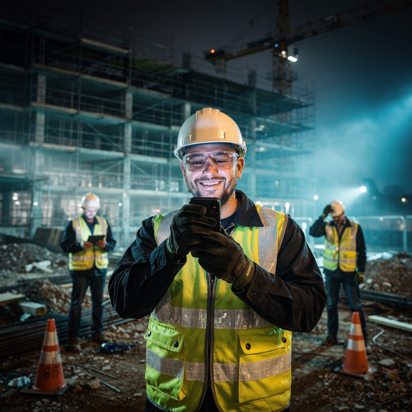 Équipe sur chantier de construction